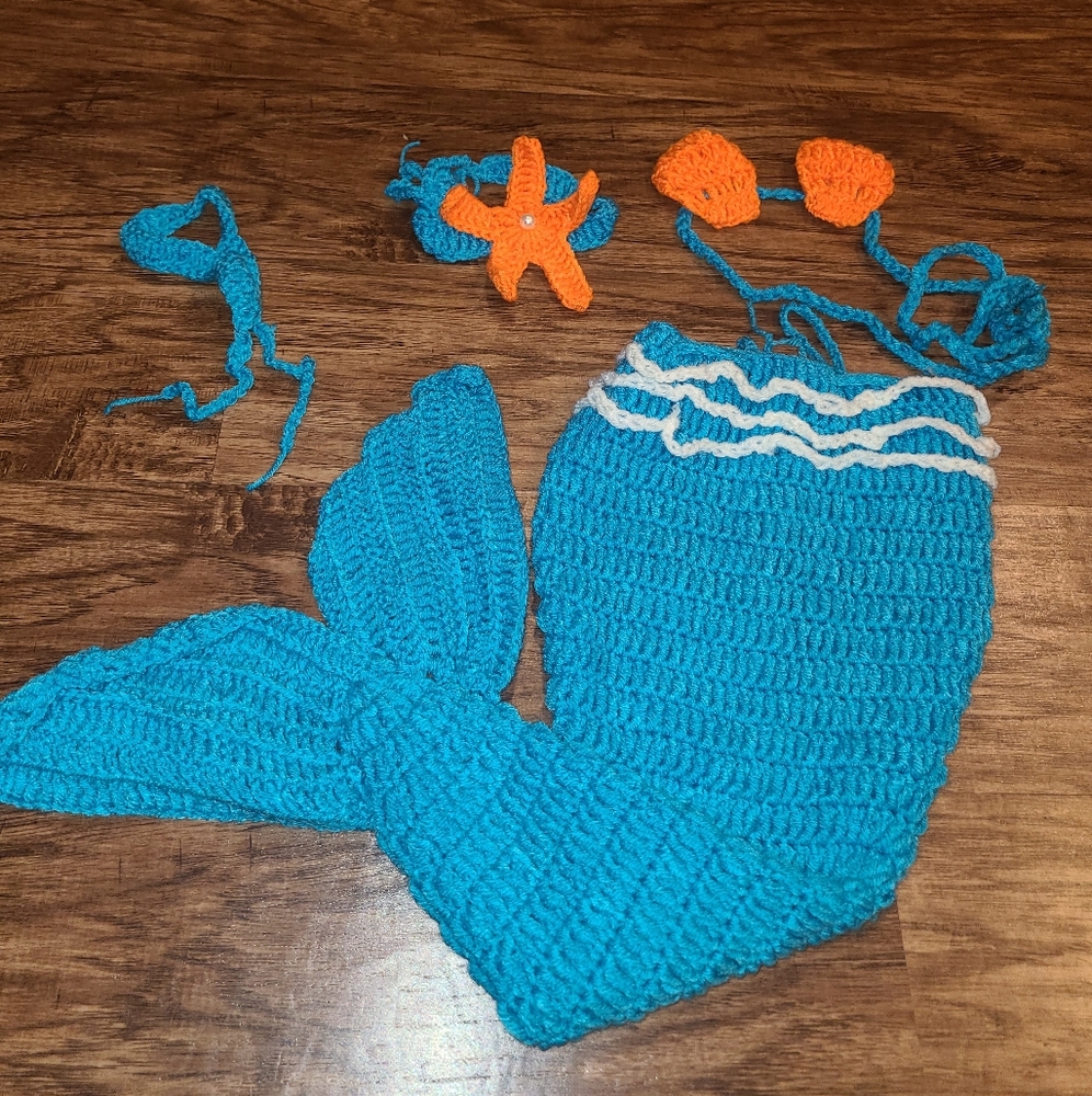 Handmade Newborn Little Mermaid crocheted outfit for first pics!!